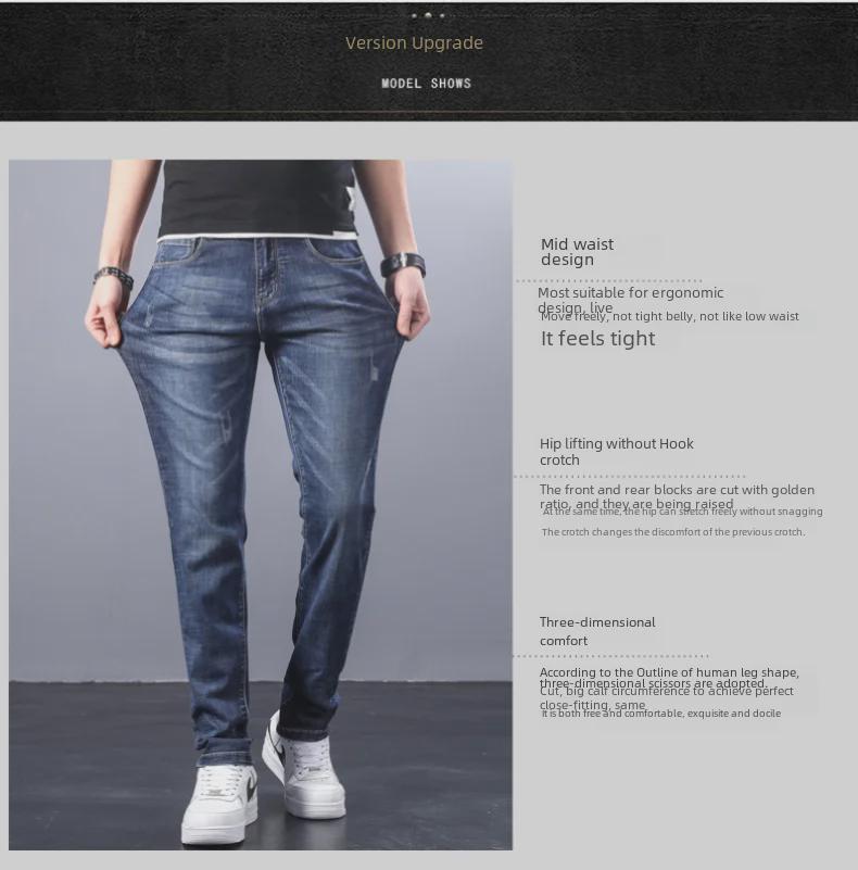 Jarní a podzimní trendy chlapecké slim fit bavlněné strečové džíny - Mládežnické korejské stylové rovné kalhoty