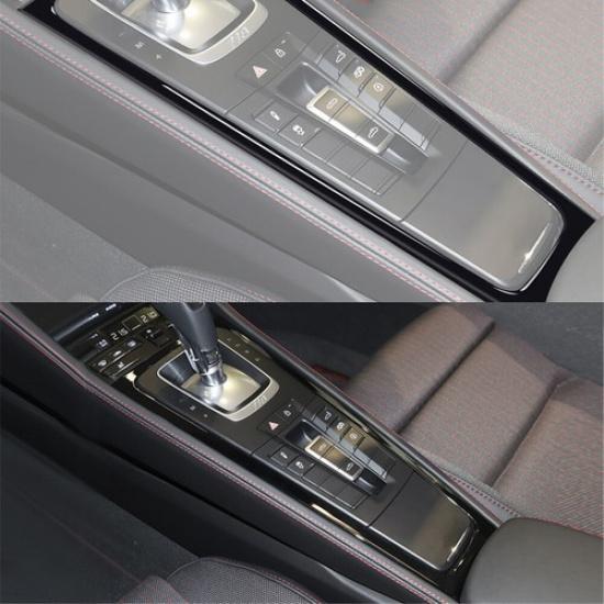 Glossy Piano Black Gear Shift Frame Cover Trim For Porsche 718 Boxster Cayman