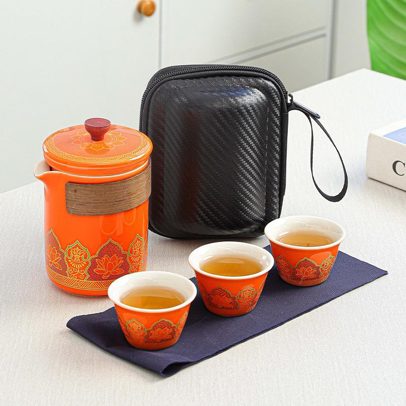 

Modern Simplicity, One Pot, Three Cups Of Outdoor Tea, Portable Travel Tea Set, Storage, Business Gifts, Express Cup
