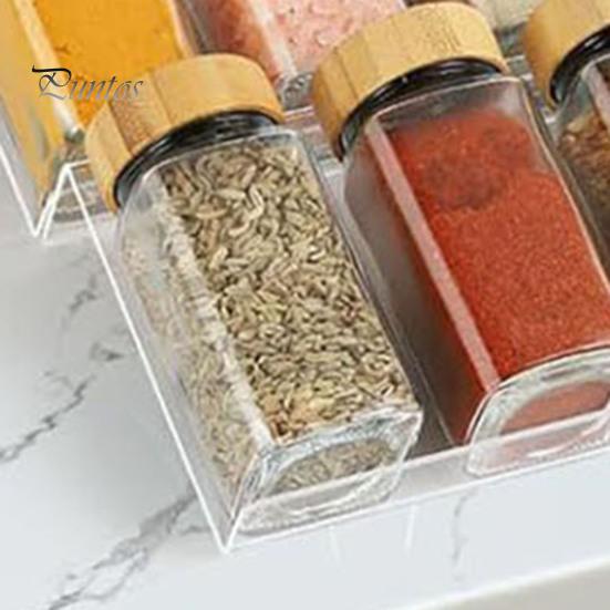 4Pcs Transparent Acrylic Spice Drawer Organizer Expandable Design Seasoning Jars Drawers Insert Kitchen Countertop Spice Rack Tray