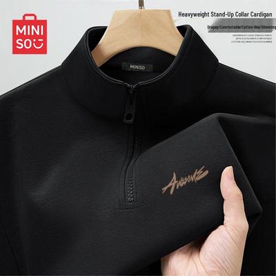 MINISO Men's American Style Half-Zip Stand Collar Sweatshirt