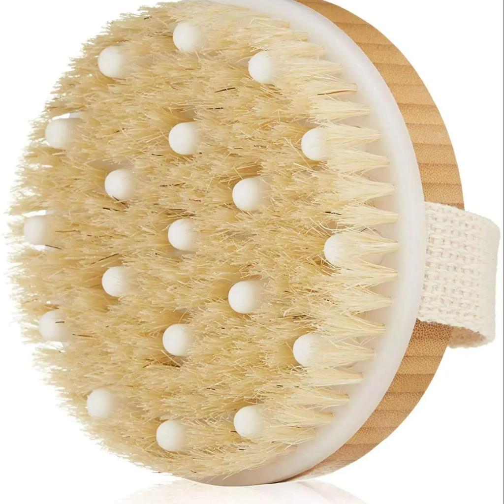 Wet Dry Skin Body Brush Natural Pig Bristles Dry Skin Exfoliating Body Massage Cleaning SPA Tool For Cellulite Lymphatic Drainag