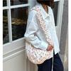 2025 New Versatile Pleated Lace Polka Dot Dumpling Bag Drawstring Zipper Messenger Canvas Bag Commuter Tote Bag Women