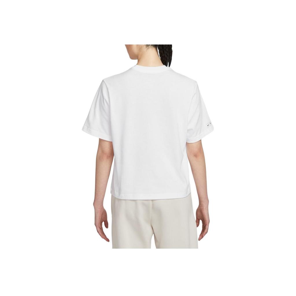 Nike Sportswear Classics Alphanumeric Crew Neck Casual Pullover Short Sleeve T-Shirt Women Tops White FQ6601-101