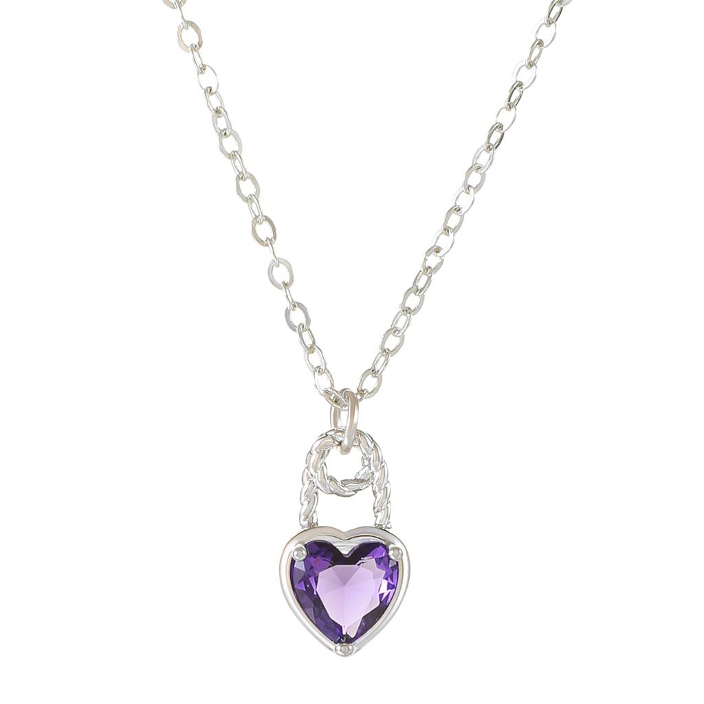 New Colorful Heart Lock Necklace for Women Earrings Creative Design Zircon Heart Pendant Clavicle Chain