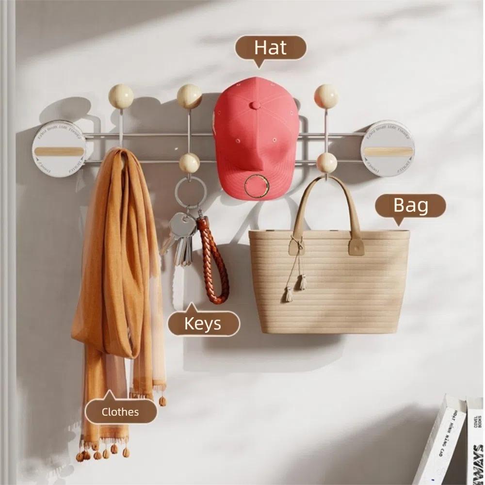 No-Punch Key Storage Rack Wall Mounted Clothes Coat Hooks Door Rear Hooks  Living Room