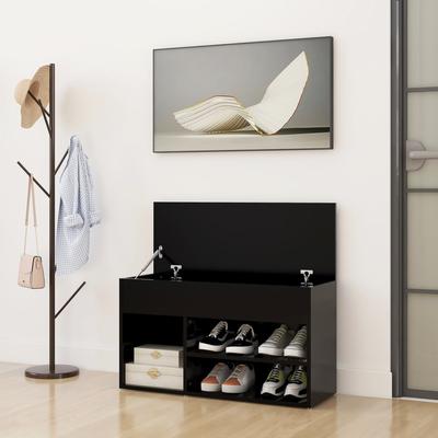 Shoe Bench Black 80 X 30 X 45 Cm Particleboard