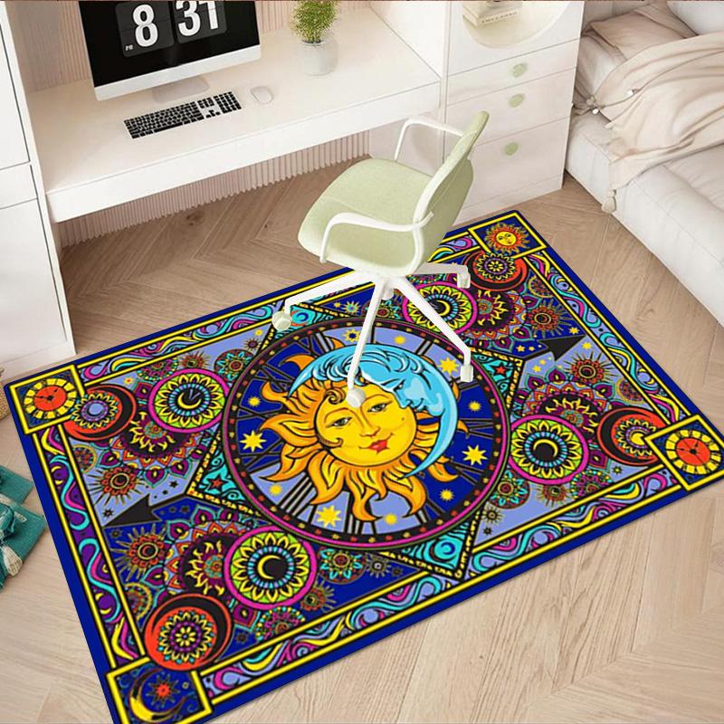 1Pc Sun and Moon Print Rug - Home Decoration Carpet For Living Room Bedroom Flooring Computer Chair Area Rug