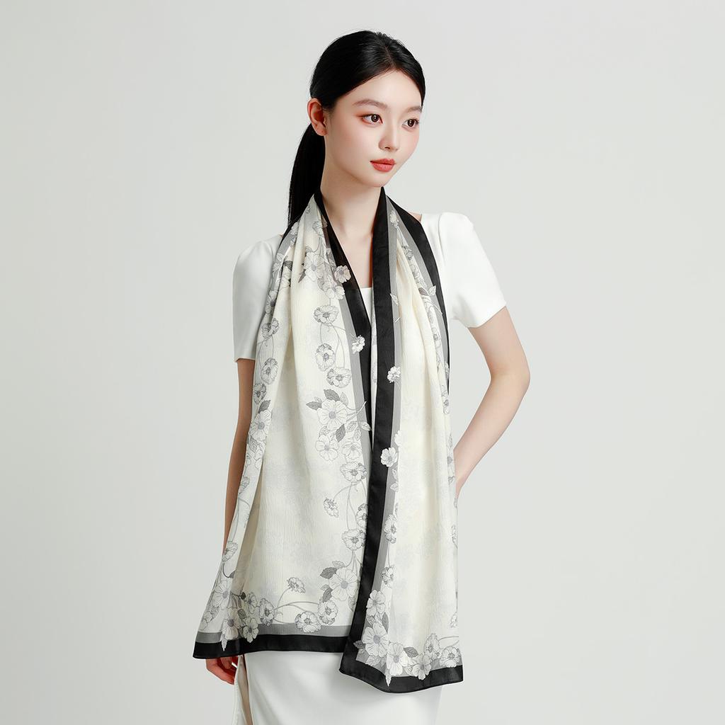 New 12 Mm 100% Mulberry Silk Long Scarf, Fashionable and High-end Air Conditioning Towel, Women's Versatile Silk Scarf