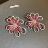 Exaggerated Luxury Crystal Flower Stud Earrings Women's Temperament Elegant Fashion Design Wedding Party Jewelry Valentine Gifts