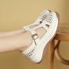 4cm White Soft Leather Sandals Women's New Summer Woven Hollow Thick-soled Wedge with Soft-soled Ladies' Casual Shoes