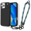 Silicone Case - BOOLING - for iPhone 17 Pro Max - Flexible Black TPU - with Sturdy Blue Strap