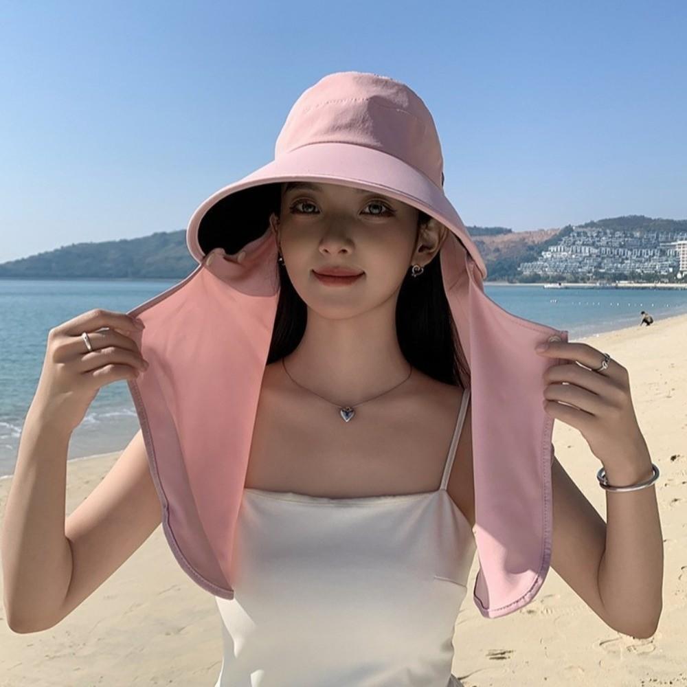 New Wide Brim Sunshade Shawl Cap Wide-Brimmed Breathable Visor Sun Hat Lightweight Neck Protection Hat Summer Season