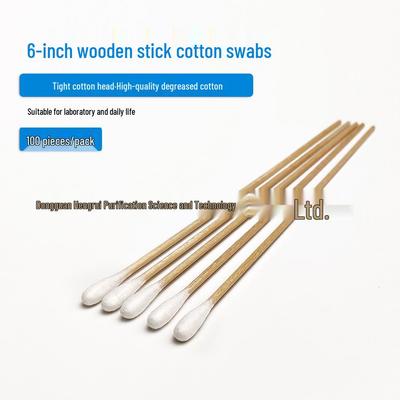 15cm Birch Cotton Swabs with Single Wooden Handle, 100 Dust-Free, Purified, Replaceable Cleaning Swabs