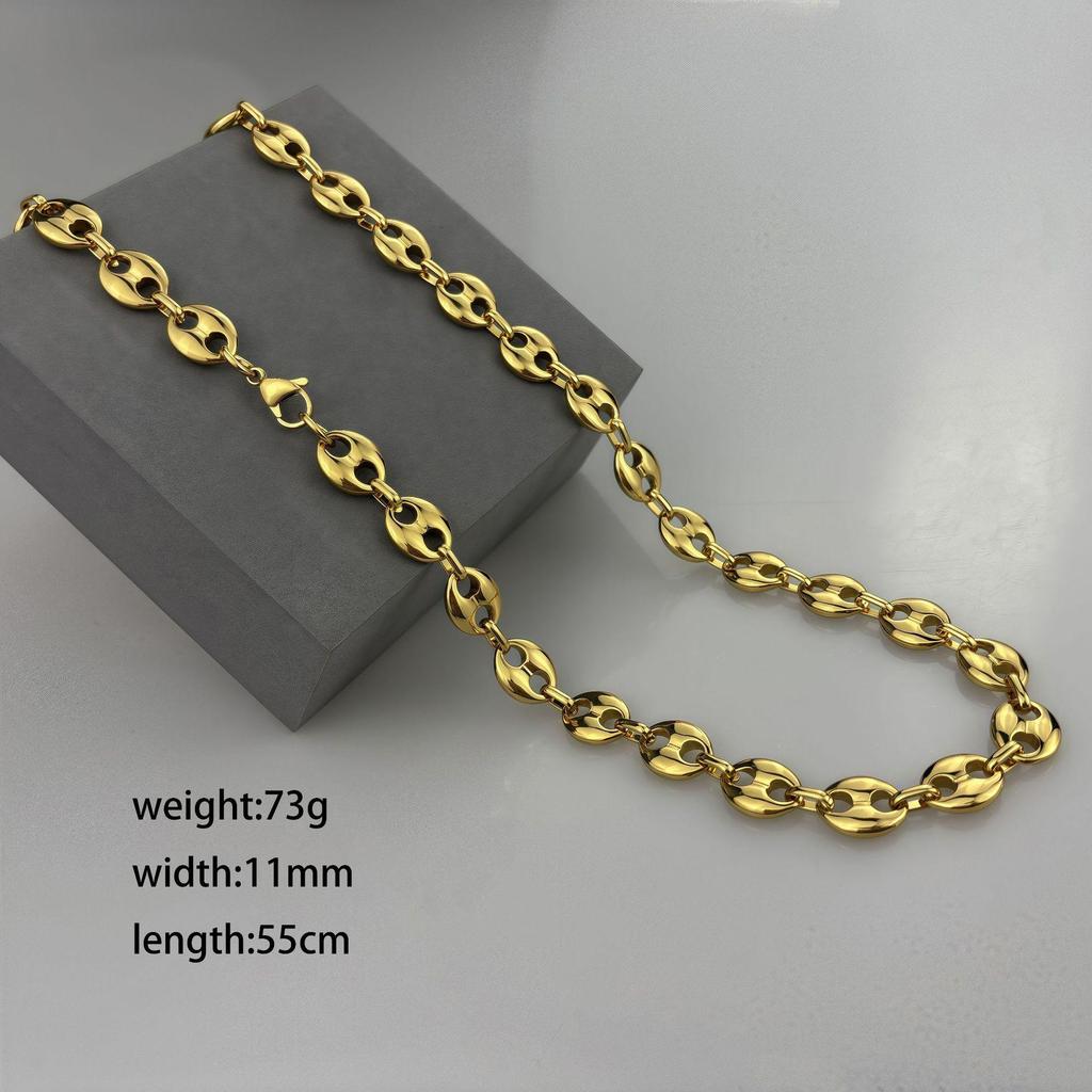 18k Vergoldetes Kaffeebohnen-Ketten-Halsketten- und Armband-Set