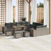 vidaXL 14-piece Garden Sofa Set with Grey Cushions Poly Rattan Acacia, vidaXL Garden Dining Set 4 3364023