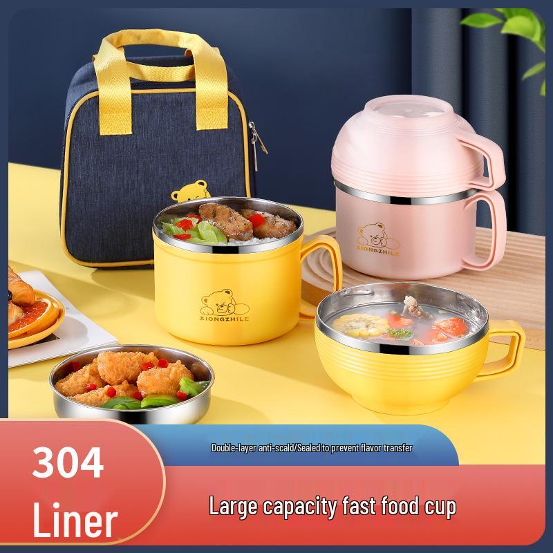 Large Capacity Food Grade Stainless Steel Lunch Box with Insulated Soup Bowl Lid, Easy to Clean - Ideal for Dorms and Adults