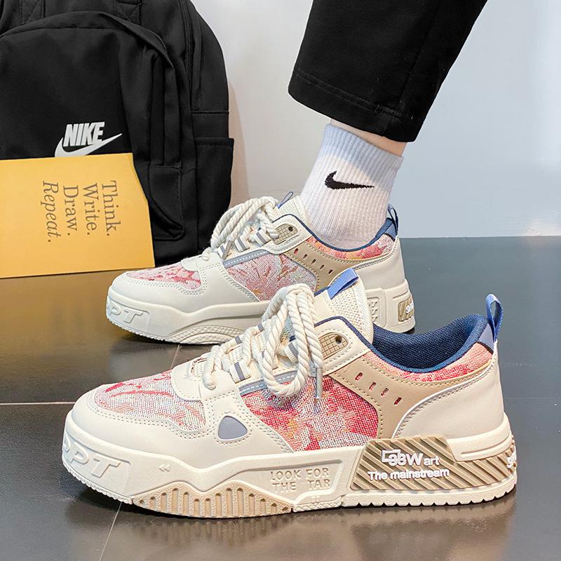 2025 Men's Trendy Breathable Canvas Sneakers: Versatile, Non-Slip, Thick-Soled Skate Shoes