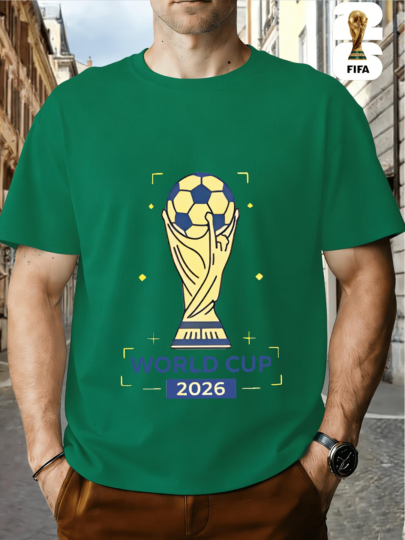 

Чемпионат мира по футболу FIFA. Мужская футболка с принтом и коротким рукавом, универсальный модный летний предмет, повседневная и удобная одежда, незаменимая для праздничной S зелёный