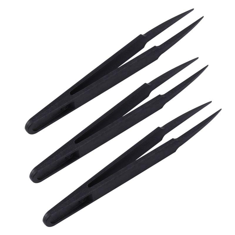 Multifunction 24 Pcs Black Plastic Electronic Pointy Tip Anti-Static Tweezers