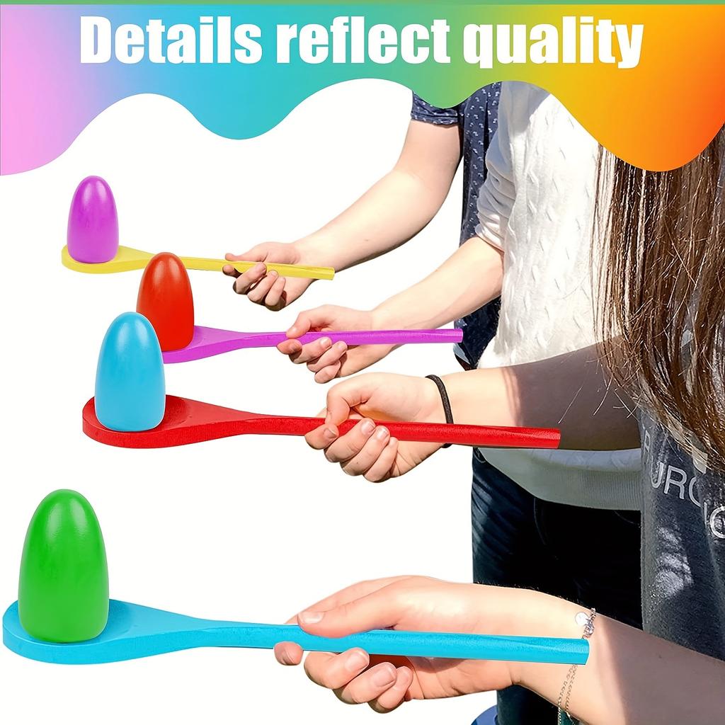 Toys Race 6pcs Egg Spoon Game Sets Wooden Balance Relay Games for Kindergarten Outdoor Lawn Yard Sport Activity Prop Kids