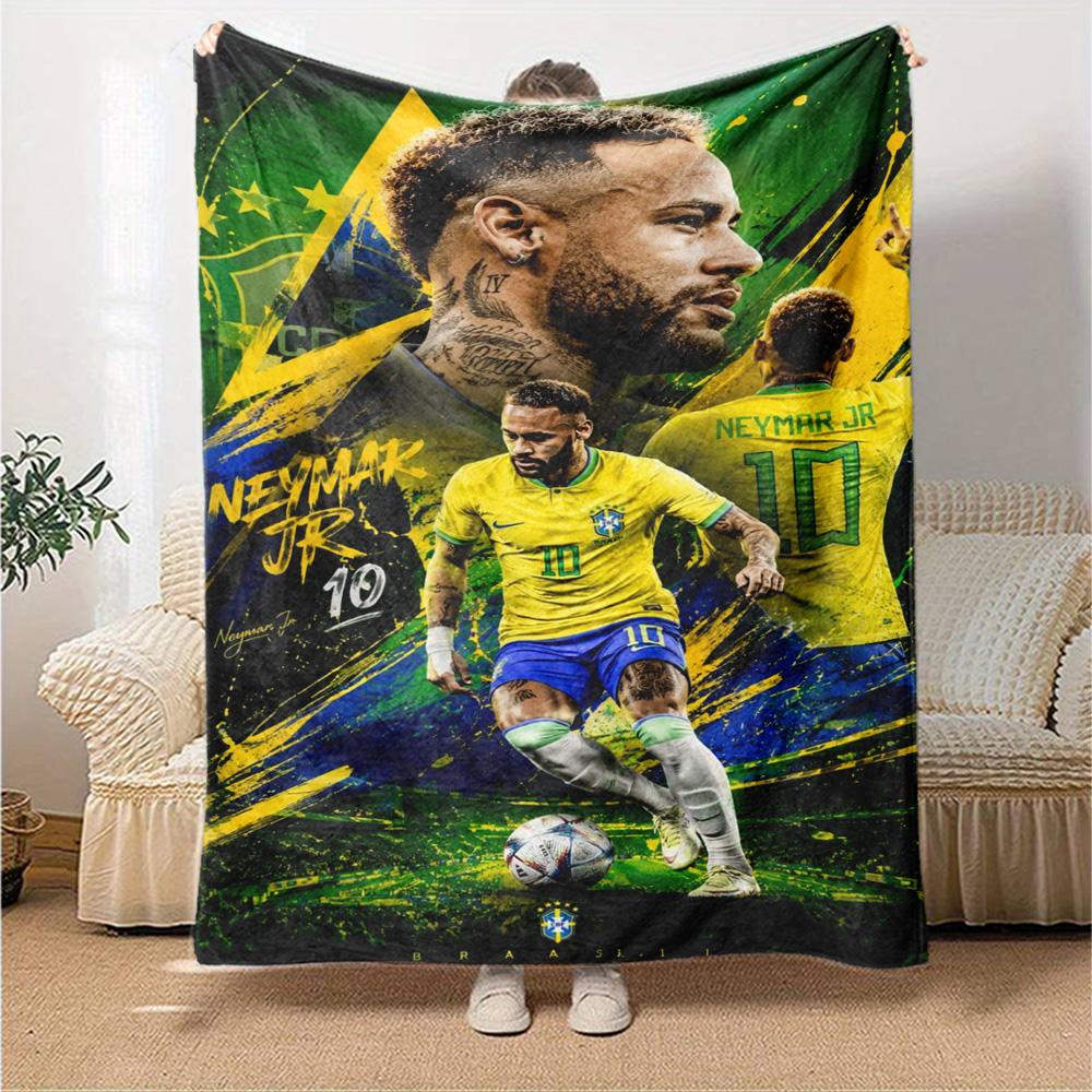 Neymar Jr Stampa Brasile Coperta di Flanella Alta Qualità Calda Confortevole Coperta per Tutte le Stagioni Perfetta per Regali Decorazione per la Casa