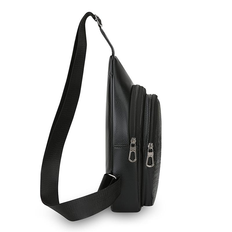 Business Casual Crossbody Bag - Soft PU Leather Chest Sling with Phone Pocket for White-Collar Professionals