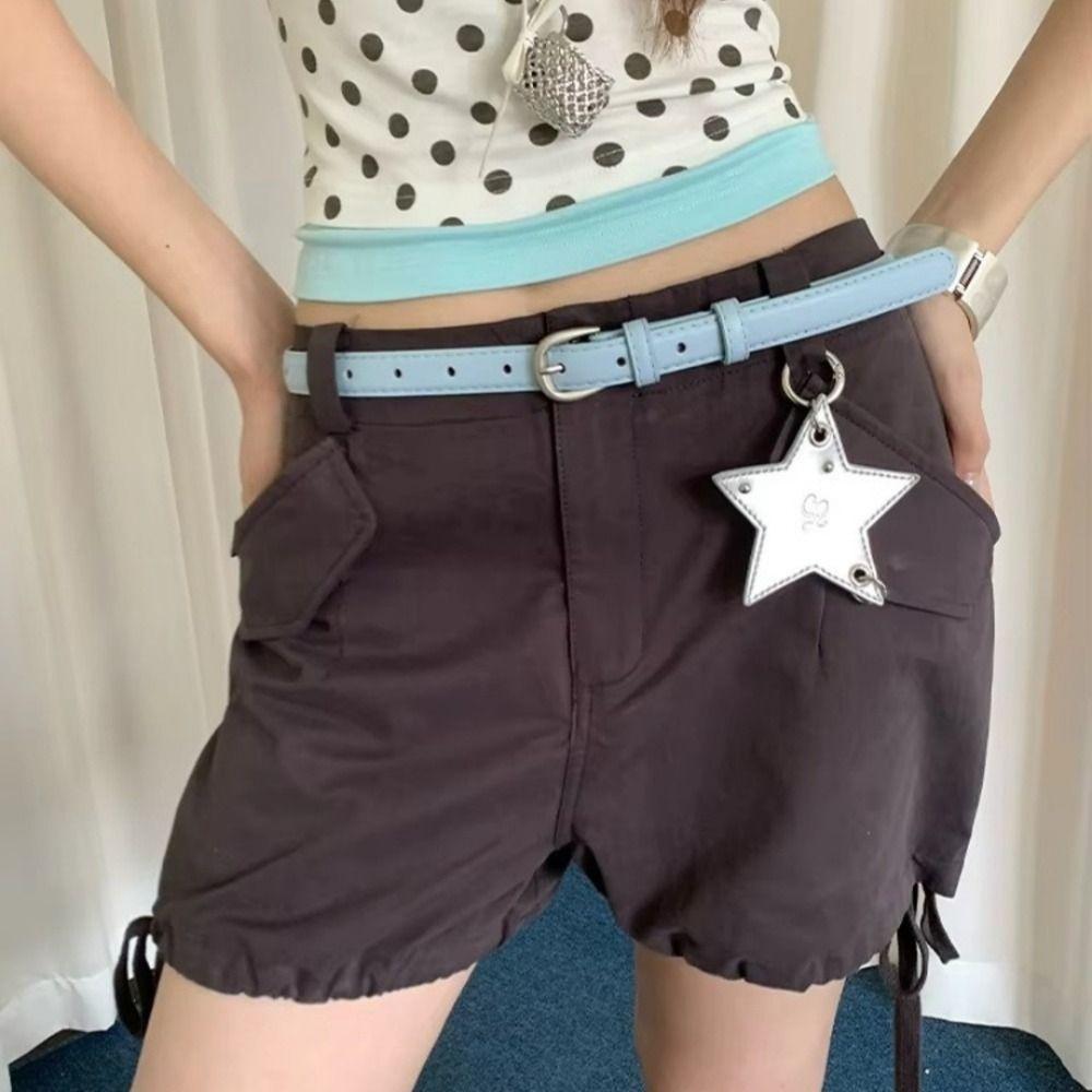 Pink Leather Belt Slim Design Skinny Belt Trendy Waist Belt Casual Wear