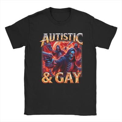 Unisex Autistic Gay Skeleton Pride Skeleton Meme Identity T Shirt  100 Cotton Clothing Fashion Short Sleeve Tees Printed TShirt
