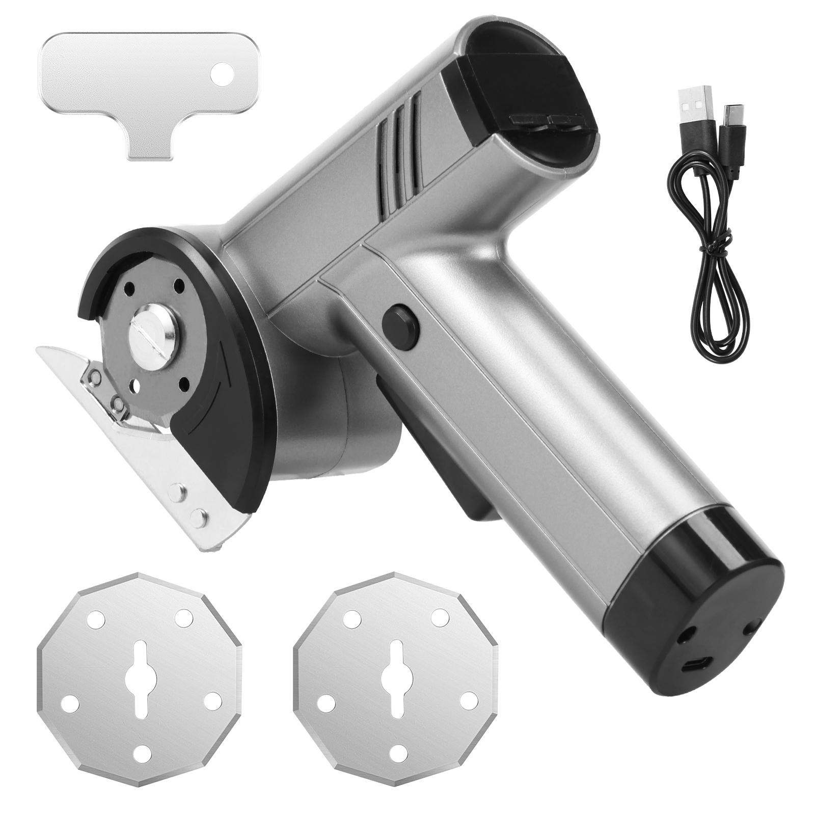 

4.2V Cordless Cutting Tool Cardboard Cutter with LED Display Brushless Motor Tungsten Steel 3 Blades For Fabric Cardboard Leathe срібний