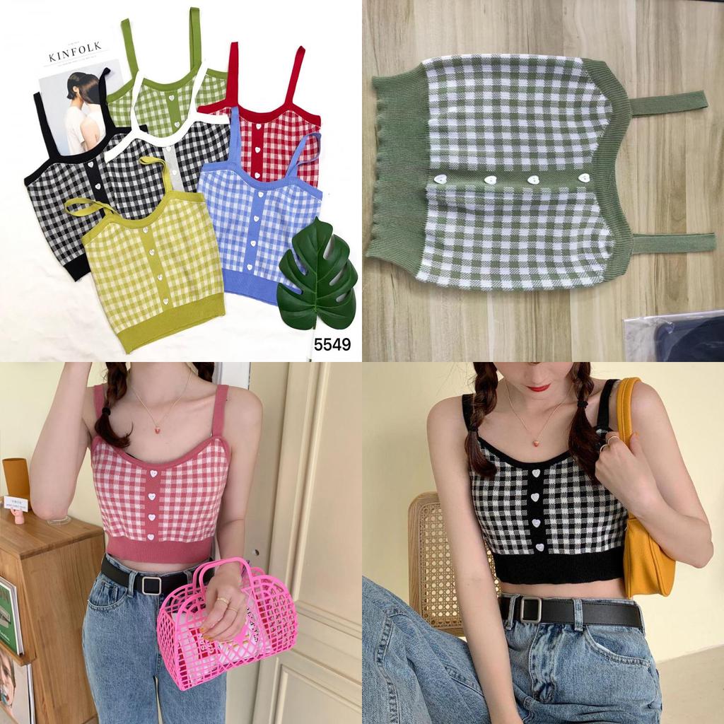 French Girl Summer Crop Top With Colorblock Pattern And Corset Style For Casual Wear
