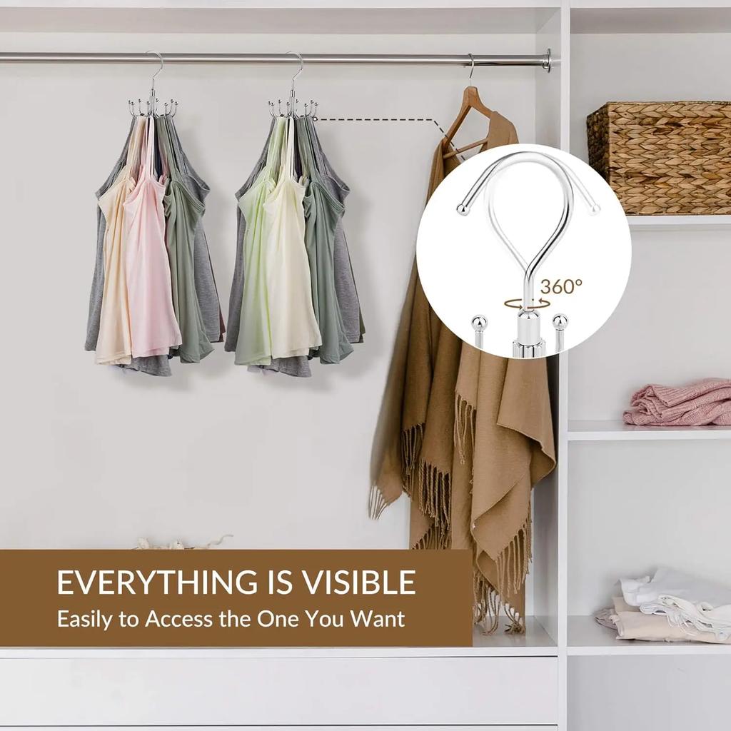 Rotatable Hanger Bra Organzier for Closet Large Capacity Sport Bra Holder Metal Space Saving Closet Organizers and Storage