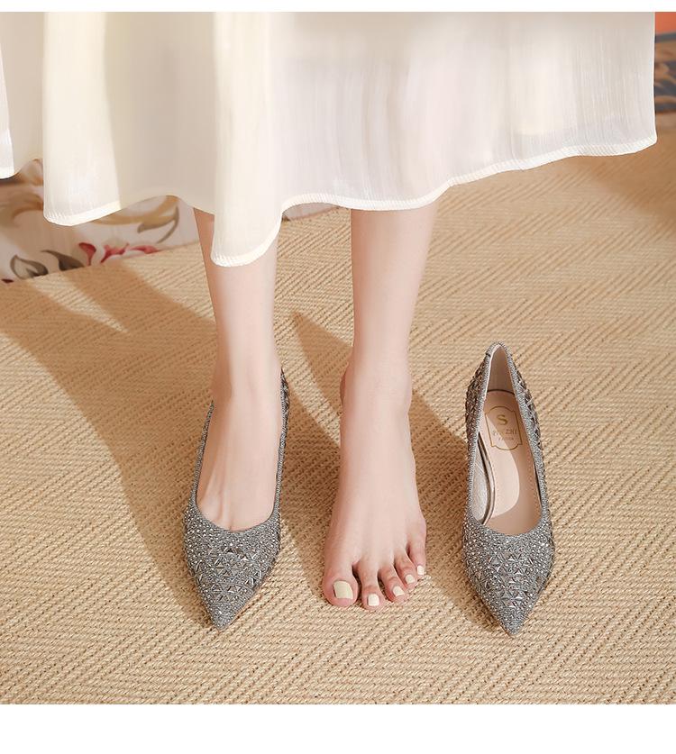 Women's Pointed Rhinestone Stiletto High Heels - Comfortable, Elegant Evening Shoes