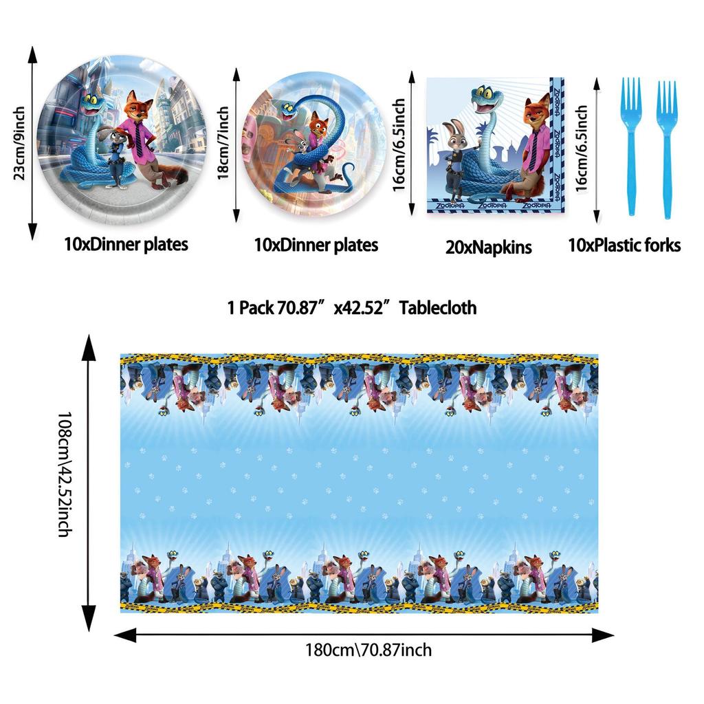 Decorazioni per Festa di Compleanno a Tema Zootopia, Striscioni di Compleanno per Bambini, Piatti di Carta, Bicchieri di Carta, Tovaglioli, Tovaglie, Ciabatte Elettriche, Articoli per Feste