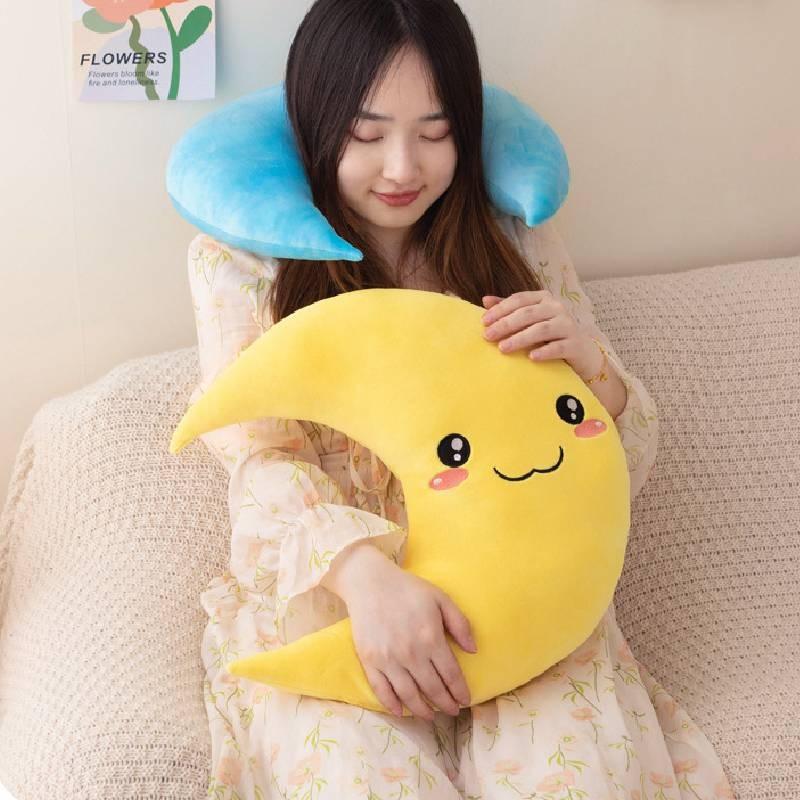 Gemütliches Weiches Mondkissen Plüschkissen Für Kinder Mit Niedlichem Tierdesign Ideal Für Sofa Oder Bett