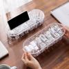 Cable Storage Organizer PP Clear with Multiple Compartments Lid Cord Organizer Box for Desktop