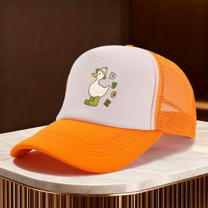 Cute Duck Boots Graphic Trucker Hat Unisex Polyester Mesh Baseball Cap Casual Adjustable