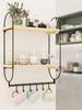 Decorative Wooden Kitchen Hanger Organizer Cup Coffee Cup Mug Hanger Wall Shelf with 6 Hooks