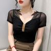 Fashion New Summer Short Sleeve V-Neck Slim Women T-Shirt Women Tops Tees J383