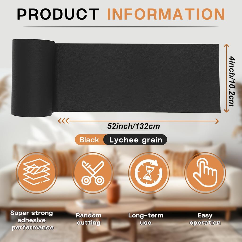 Self-Adhesive Faux Leather Repair Patch for Fixing Damaged Faux Leather Items Such As Sofas,Car Seats, Motorcycle Seats, Handbags, Jackets, Belts