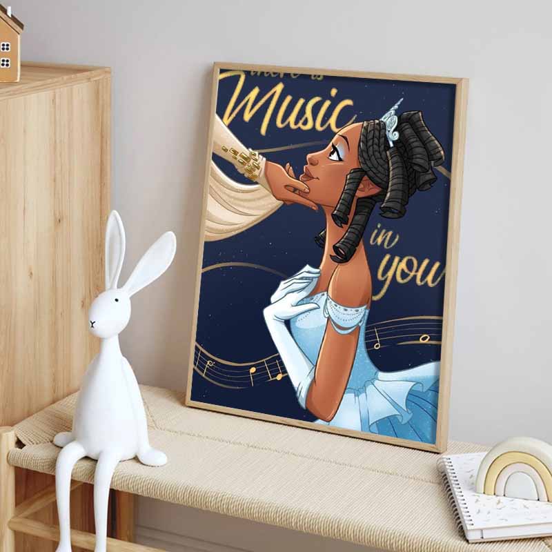 Disney 5D DIY Diamond Painting Tiana Music Theme Illustration Embroidered Mosaic Cross Stitch Home Decor Gift Crafts