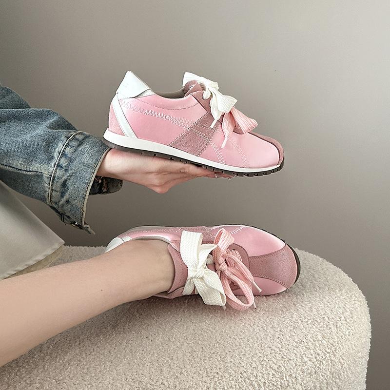 Large size women's shoes 41-43 Ballet Fengde training shoes Women's inner height increase 2025 New breathable casual versatile little white shoes