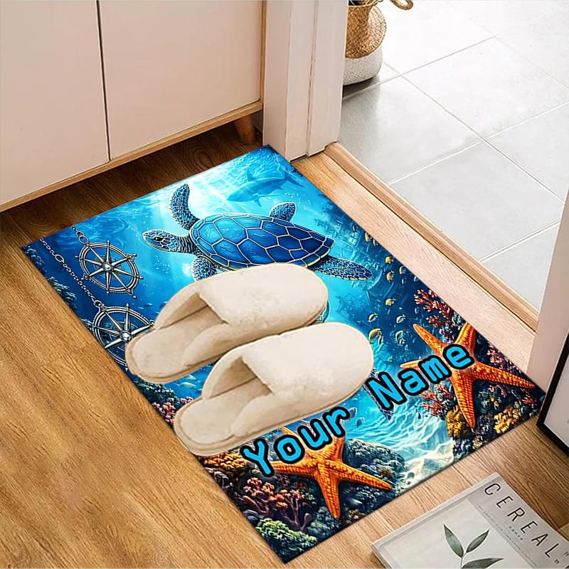 1PC Custom Name Ocean Adventure Journey Theme Floor Mat Ideal for Living Room, Game Rooms, Office, Bedroom,Floor Mat Playful Design