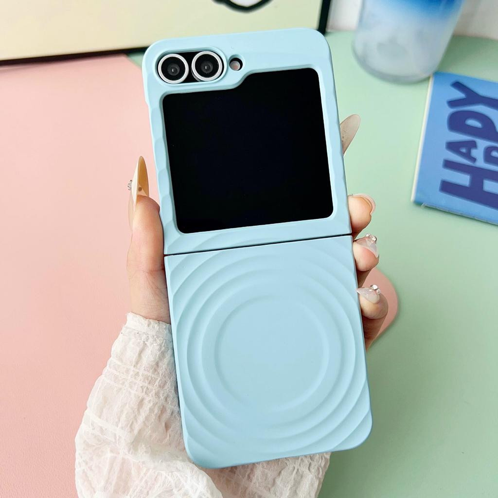 Samsung ZFlip7 Ripple Skin Anti-Fall Magnetic Stand Case for ZFlip6/5 - Trendy Protection for Men and Women