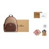 Coach Court 27 Double C Monogram Zip Closure Leather Backpack Large Women Backpack Brown Yellow CZ176-IMXHE