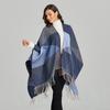 Neuer Schal Stola einfach Quaste Schlitzgabel warm Imitatkashmir groß Umhang Klimaanlage warme Decke