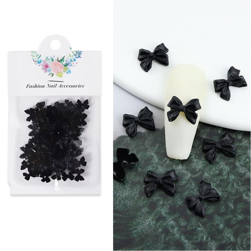 50pcs/set Bows Nail Charm Matte Bowknot Nail Charm Flatback Nail Charms Bows Nail Art Decoration DIY Bows Nails Jewelry