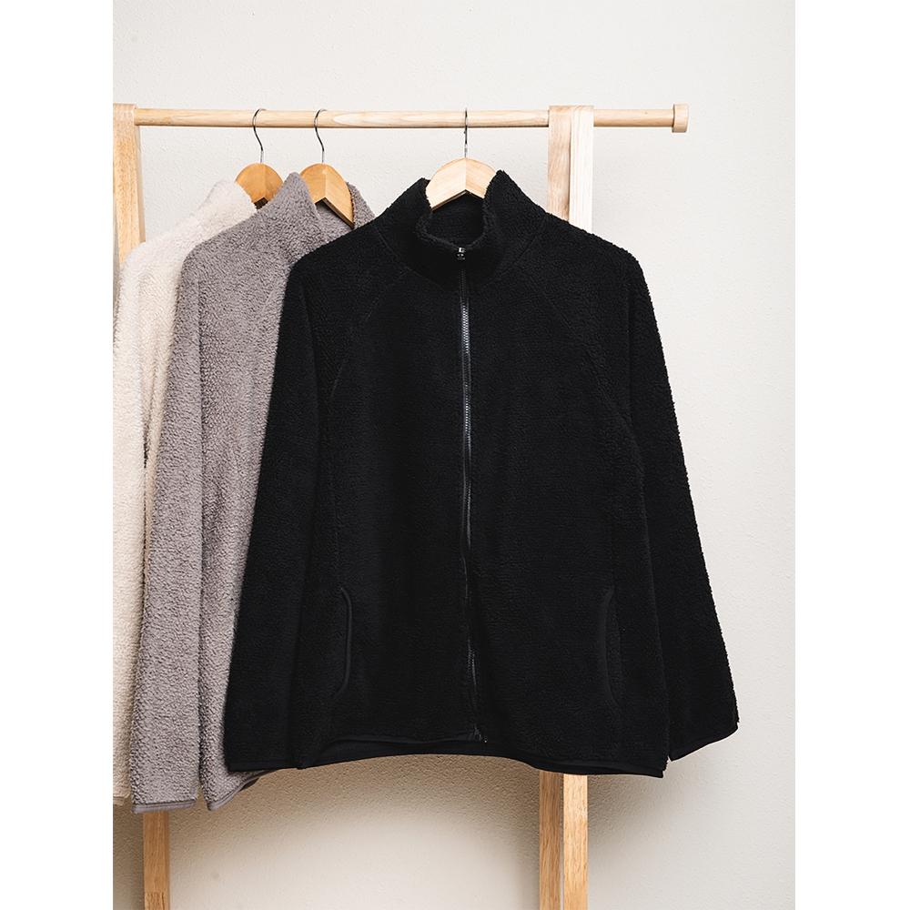 Daiso FLuffy Long SLeeve FLeece Zip Up L blacks