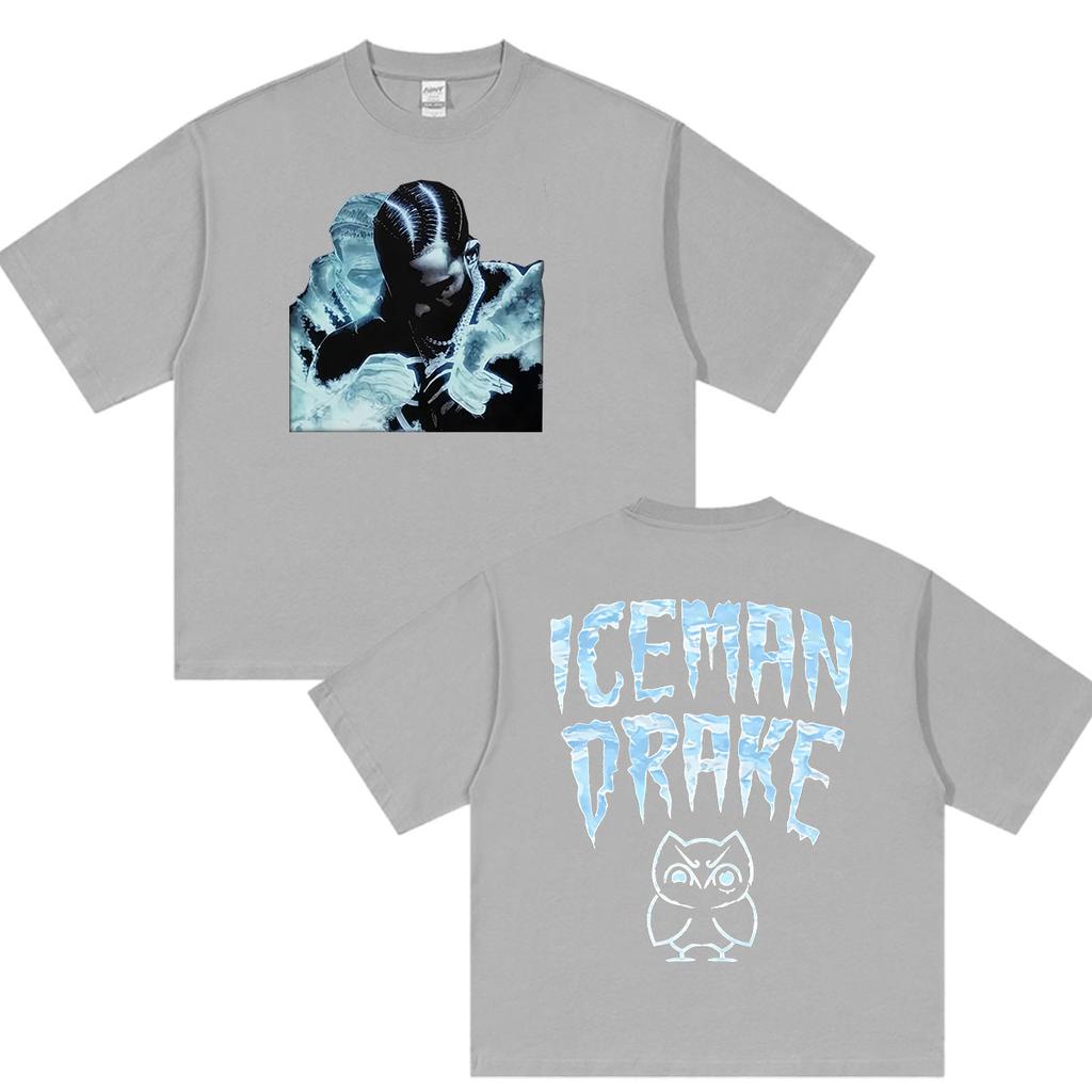 Rapper Drake Iceman Album Merch Shirt Men's Summer Fashion Gothic Clothing Y2K T-shirt Loose Oversized Cotton Tee