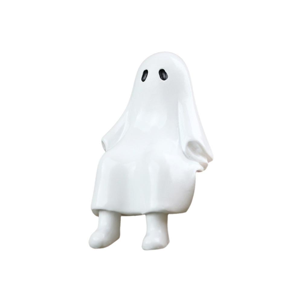 

Мультяшная статуэтка призрака, забавная маленькая скульптура, креативная фигурка призрака на Хэллоуин, украшение для подоконника белый